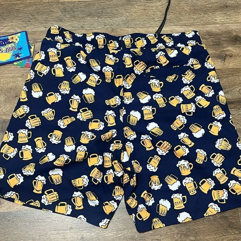 Surf Society mesh lined beer mug swim trunks size medium